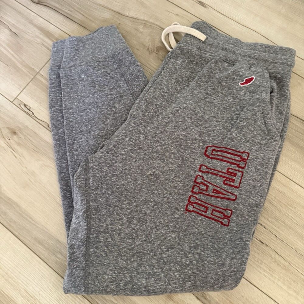 League Women's Gray Utah Sweat Pants Elastic Waist with Drawstring Size L